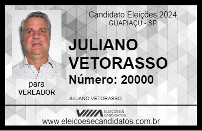 Candidato JULIANO VETORASSO 2024 - GUAPIAÇU - Eleições