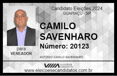 Candidato CAMILO SAVENHARO 2024 - GUAPIAÇU - Eleições