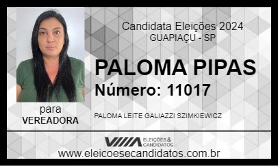 Candidato PALOMA PIPAS 2024 - GUAPIAÇU - Eleições