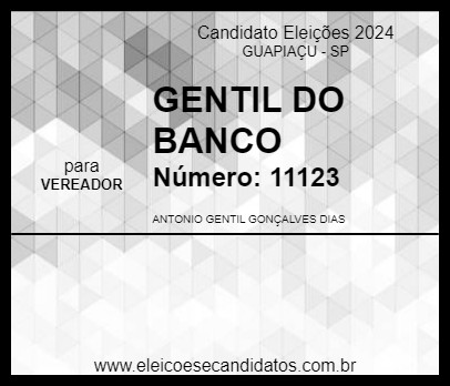 Candidato GENTIL DO BANCO 2024 - GUAPIAÇU - Eleições