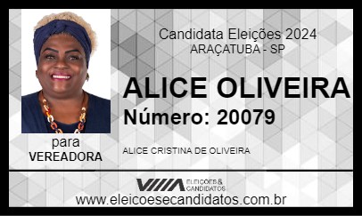 Candidato ALICE OLIVEIRA 2024 - ARAÇATUBA - Eleições