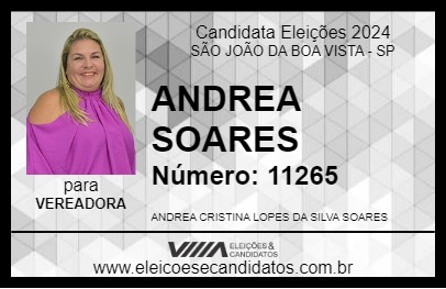 Candidato ANDREA SOARES 2024 - SÃO JOÃO DA BOA VISTA - Eleições