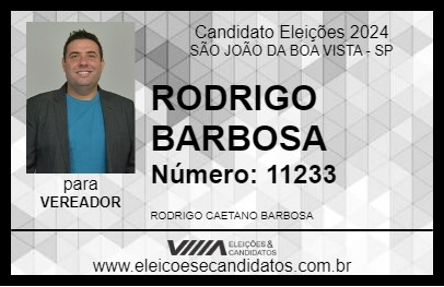 Candidato RODRIGO BARBOSA 2024 - SÃO JOÃO DA BOA VISTA - Eleições