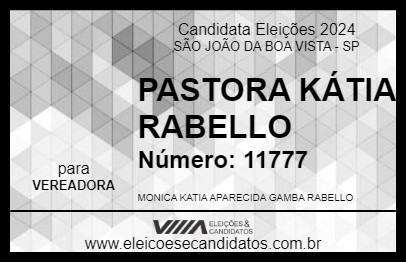 Candidato PASTORA KÁTIA RABELLO 2024 - SÃO JOÃO DA BOA VISTA - Eleições