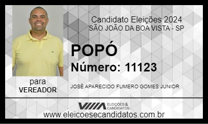 Candidato POPÓ 2024 - SÃO JOÃO DA BOA VISTA - Eleições