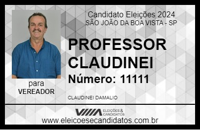 Candidato PROFESSOR CLAUDINEI 2024 - SÃO JOÃO DA BOA VISTA - Eleições