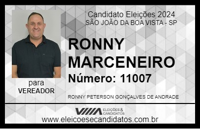 Candidato RONNY MARCENEIRO 2024 - SÃO JOÃO DA BOA VISTA - Eleições