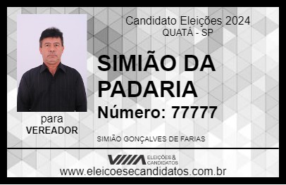 Candidato SIMIÃO DA PADARIA 2024 - QUATÁ - Eleições