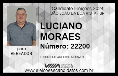 Candidato LUCIANO MORAES 2024 - SÃO JOÃO DA BOA VISTA - Eleições