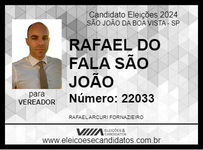 Candidato RAFAEL DO FALA SÃO JOÃO 2024 - SÃO JOÃO DA BOA VISTA - Eleições