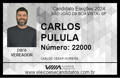 Candidato CARLOS PULULA 2024 - SÃO JOÃO DA BOA VISTA - Eleições