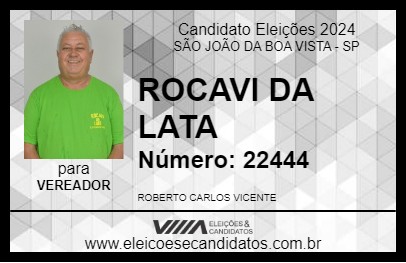 Candidato ROCAVI DA LATA 2024 - SÃO JOÃO DA BOA VISTA - Eleições