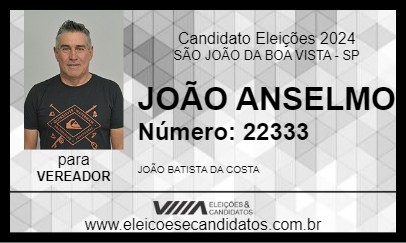 Candidato JOÃO ANSELMO 2024 - SÃO JOÃO DA BOA VISTA - Eleições