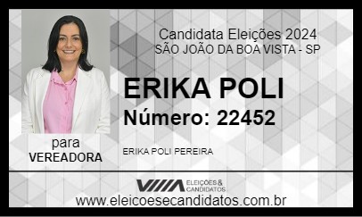 Candidato ERIKA POLI 2024 - SÃO JOÃO DA BOA VISTA - Eleições