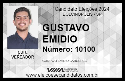 Candidato GUSTAVO EMIDIO 2024 - DOLCINÓPOLIS - Eleições