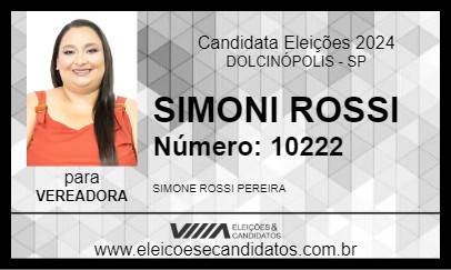 Candidato SIMONE ROSSI 2024 - DOLCINÓPOLIS - Eleições