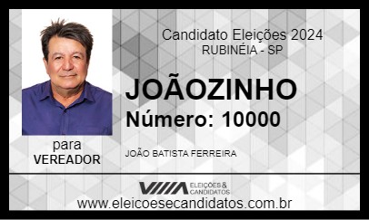 Candidato JOÃOZINHO 2024 - RUBINÉIA - Eleições