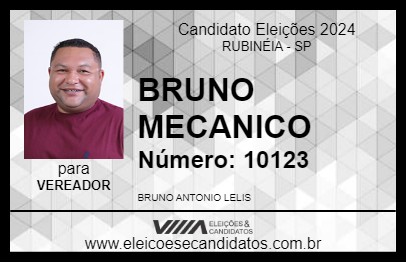 Candidato BRUNO MECANICO 2024 - RUBINÉIA - Eleições