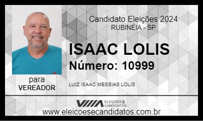 Candidato ISAAC LOLIS 2024 - RUBINÉIA - Eleições