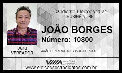 Candidato JOÃO BORGES 2024 - RUBINÉIA - Eleições