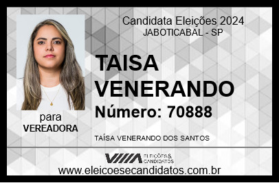 Candidato TAISA VENERANDO 2024 - JABOTICABAL - Eleições