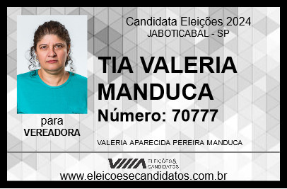 Candidato TIA VALERIA MANDUCA 2024 - JABOTICABAL - Eleições