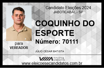 Candidato COQUINHO DO ESPORTE 2024 - JABOTICABAL - Eleições