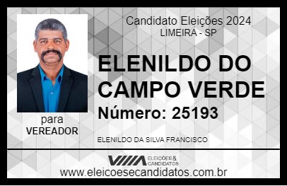 Candidato ELENILDO DO CAMPO VERDE 2024 - LIMEIRA - Eleições