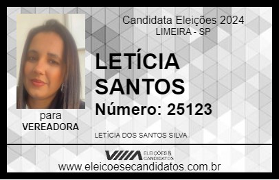 Candidato LETÍCIA SANTOS 2024 - LIMEIRA - Eleições