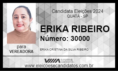 Candidato ERIKA RIBEIRO 2024 - QUATÁ - Eleições