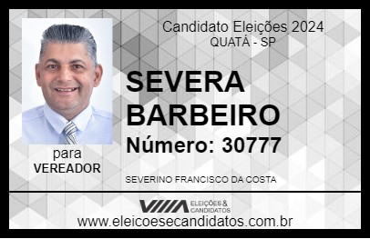 Candidato SEVERA BARBEIRO 2024 - QUATÁ - Eleições