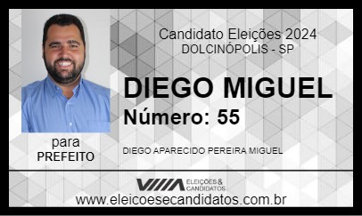 Candidato DIEGO MIGUEL 2024 - DOLCINÓPOLIS - Eleições