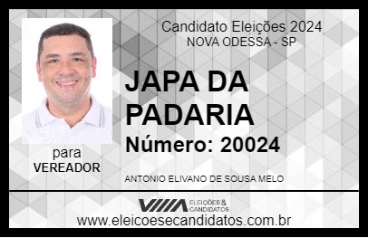 Candidato JAPA DA PADARIA 2024 - NOVA ODESSA - Eleições