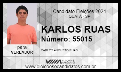 Candidato KARLOS RUAS 2024 - QUATÁ - Eleições