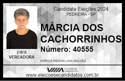 Candidato MÁRCIA DOS CACHORRINHOS 2024 - PEDREIRA - Eleições