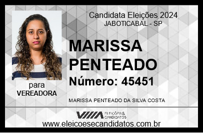 Candidato MARISSA PENTEADO 2024 - JABOTICABAL - Eleições