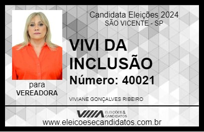 Candidato VIVI DA INCLUSÃO 2024 - SÃO VICENTE - Eleições