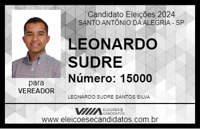 Candidato LEONARDO SUDRE 2024 - SANTO ANTÔNIO DA ALEGRIA - Eleições