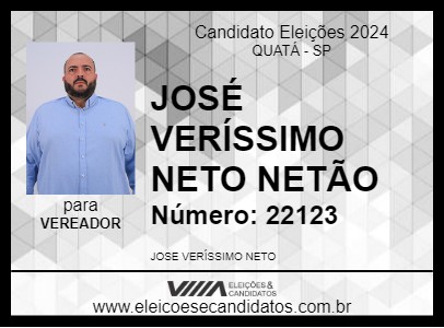 Candidato JOSÉ VERÍSSIMO NETO NETÃO 2024 - QUATÁ - Eleições