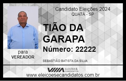 Candidato TIÃO DA GARAPA 2024 - QUATÁ - Eleições