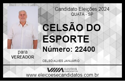 Candidato CELSÃO DO ESPORTE 2024 - QUATÁ - Eleições