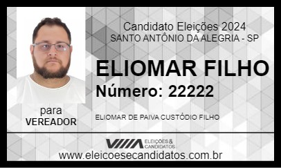 Candidato ELIOMAR FILHO 2024 - SANTO ANTÔNIO DA ALEGRIA - Eleições