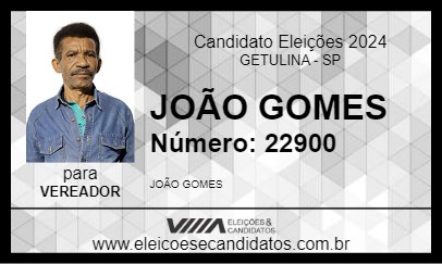 Candidato JOÃO GOMES 2024 - GETULINA - Eleições