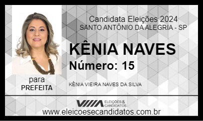 Candidato KÊNIA NAVES 2024 - SANTO ANTÔNIO DA ALEGRIA - Eleições