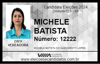 Candidato MICHELE BATISTA 2024 - CHAVANTES - Eleições