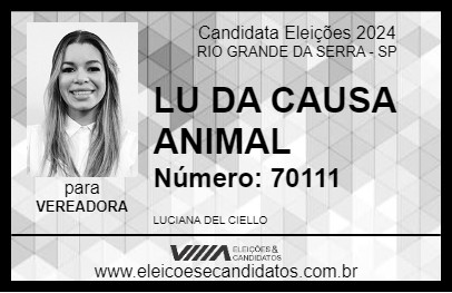 Candidato LU DA CAUSA ANIMAL 2024 - RIO GRANDE DA SERRA - Eleições