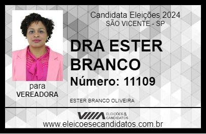 Candidato DRA ESTER BRANCO 2024 - SÃO VICENTE - Eleições