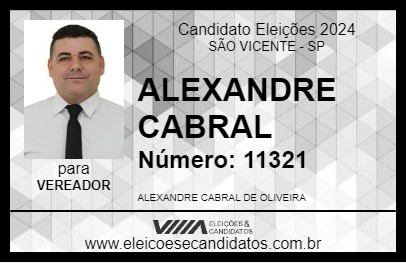 Candidato ALEXANDRE CABRAL 2024 - SÃO VICENTE - Eleições