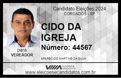 Candidato CIDO DA IGREJA 2024 - COROADOS - Eleições