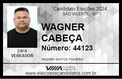 Candidato WAGNER CABEÇA 2024 - SÃO VICENTE - Eleições